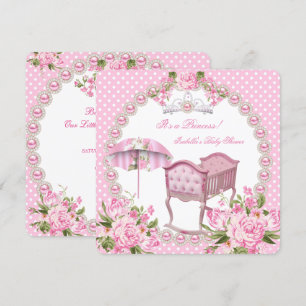 Baby shower Girl Pink Umbrella Cradle Kaart