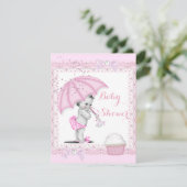 Baby shower Girl Pink Umbrella Cupcake Kaart (Staand voorkant)