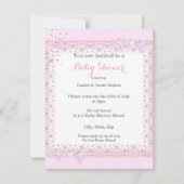 Baby shower Girl Pink Umbrella Cupcake Kaart (Achterkant)