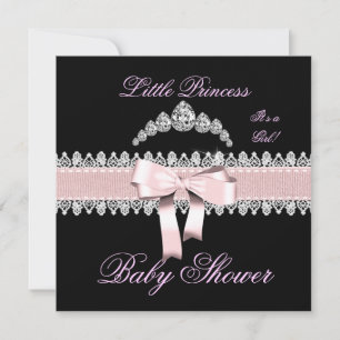 Baby shower Girl Pink White Lace Kaart