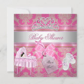 Baby shower Girl Pink White Princess Kaart (Voorkant)