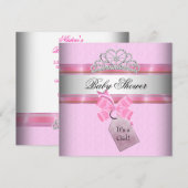Baby shower Girl Pink White Princess Tiara Kaart (Voorkant / Achterkant)
