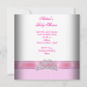 Baby shower Girl Pink White Princess Tiara Kaart (Achterkant)