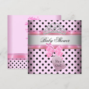 Baby shower Girl Polka Dot Pink Princess Black Kaart