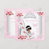 Baby shower Girl Princess Butterfly Shoe Pink Rose Kaart (Voorkant / Achterkant)