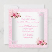 Baby shower Girl Princess Butterfly Shoe Pink Rose Kaart (Achterkant)