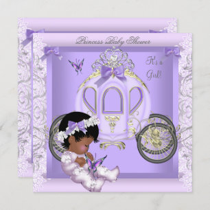 Baby shower Girl Princess Carriage Lavender 3 Kaart