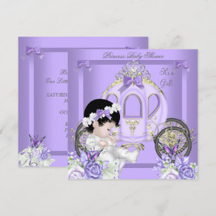 Baby shower Girl Princess Carriage Lavender Kaart