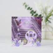 Baby shower Girl Princess Carriage Lavender Kaart (Staand voorkant)