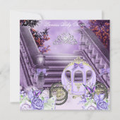 Baby shower Girl Princess Carriage Lavender Kaart (Voorkant)