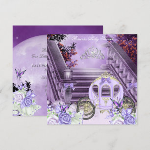 Baby shower Girl Princess Carriage Lavender Kaart