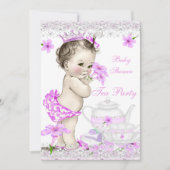  Baby shower Girl Princess Tea Party Kaart (Voorkant)