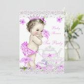  Baby shower Girl Princess Tea Party Kaart (Staand voorkant)