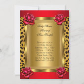 Baby shower Girl Red Gold Rozen Leopard Kaart (Achterkant)