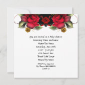 Baby shower Girl Red Rose Flowers 4a Kaart (Achterkant)