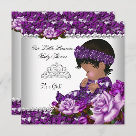 Baby shower Girl Roos 2 Kaart (Voorkant / Achterkant)