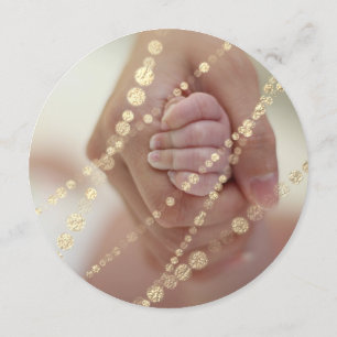 Baby shower Girl Roos Gold Pink Royal Foto Kaart