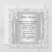 Baby shower Girl Silver White Glitter Shoe Kaart (Achterkant)