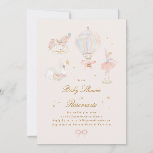 Baby shower Girl Star Princess Sprookjesballerina Kaart (Voorkant)