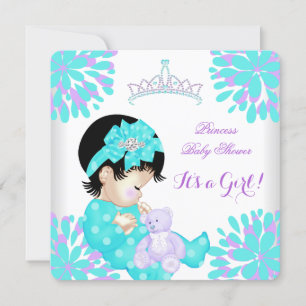 Baby shower Girl Sweet Baby Blauwgroen Paars Beer Kaart