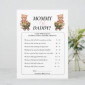 Baby shower Girl Teddy mama Dad Floral Rustic Kaart (Staand voorkant)