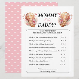 Baby shower Girl Teddy MMammie Papa Ballonroze Kaart