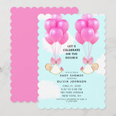 Baby shower Girl Twins Kaart (Voorkant / Achterkant)