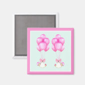 Baby shower Girl Twins Magneet (Voorkant / Achterkant)