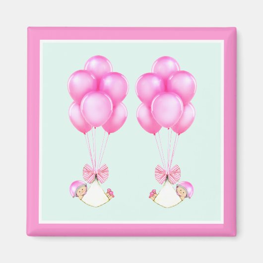 Baby shower Girl Twins Magneet (Voorkant)