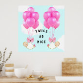 Baby shower Girl Twins Poster (Keuken)