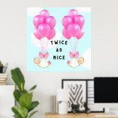Baby shower Girl Twins Poster (Thuiskantoor)