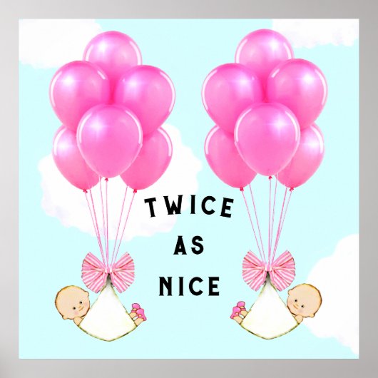 Baby shower Girl Twins Poster (Voorkant)