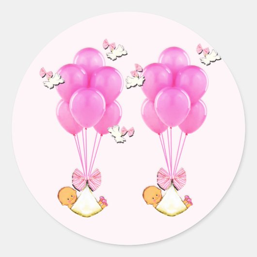 Baby shower Girl Twins Ronde Sticker (Voorkant)