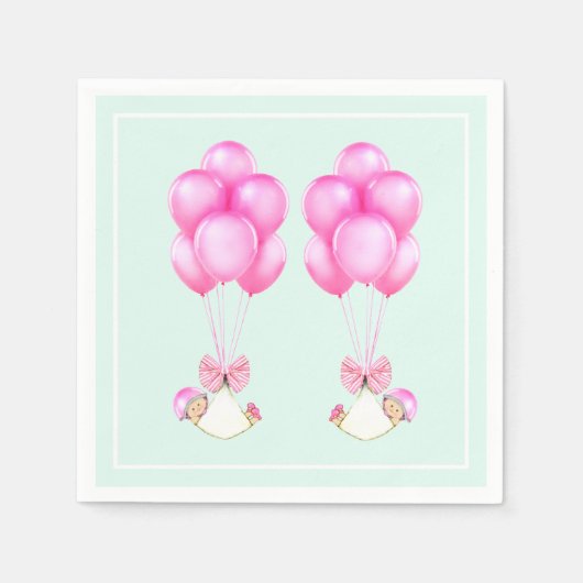 Baby shower Girl Twins Servet (Voorkant)