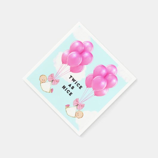 Baby shower Girl Twins Servetten (Hoek)