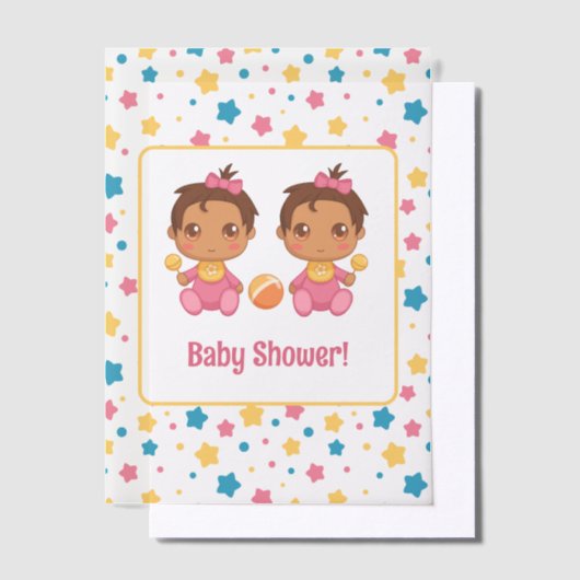 Baby shower Girl Twins Stars Dark Insert Vellum Uitnodigingen (Offset)