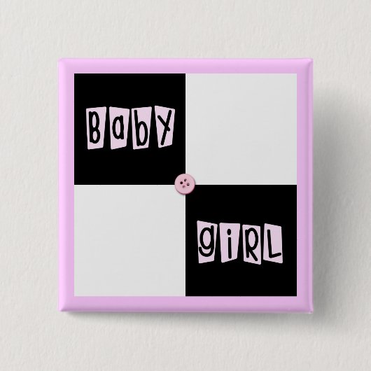 baby shower Girl Vierkante Button 5,1 Cm (Voorkant)
