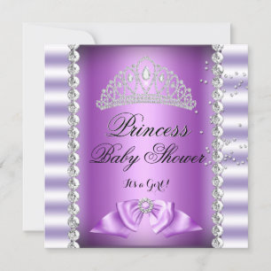 Baby shower Girl White Paarse prinses Tiara Gem 7 Kaart