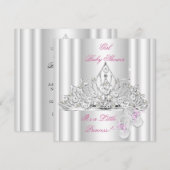 Baby shower Girl White Pink Princess Tiara Kaart (Voorkant / Achterkant)