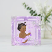 Baby shower Girl Winter Lavender Snowflake Ethnic Kaart (Staand voorkant)