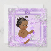 Baby shower Girl Winter Lavender Snowflake Ethnic Kaart (Voorkant)