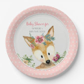 baby shower Girl Woodland Animals Boho Deer Floral Papieren Bordje (Voorkant)