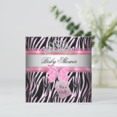 Baby shower Girl Zebra Pink Princess Black Kaart (Staand voorkant)
