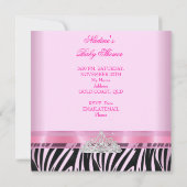 Baby shower Girl Zebra Pink Princess Black Kaart (Achterkant)
