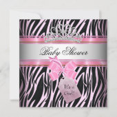 Baby shower Girl Zebra Pink Princess Black Kaart (Voorkant)