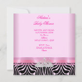 Baby shower Girl Zebra Pink Princess Black Kaart (Achterkant)