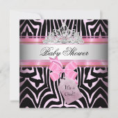 Baby shower Girl Zebra Pink Princess Black Kaart (Voorkant)
