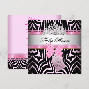 Baby shower Girl Zebra Pink Princess Black Kaart