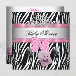 Baby shower Girl Zebra Pink Princess Black Kaart