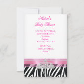 Baby shower Girl Zebra Pink Princess Kaart (Achterkant)
